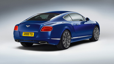 Bentley Continental GT Speed bleu 3/4 arrière droit