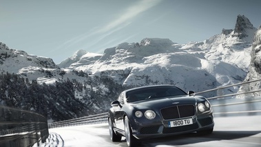 Bentley Continental GT V8 anthracite 3/4 avant droit travelling penché