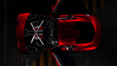 SRT Viper GTS 2013 - rouge - vue de dessus, capot et portes ouvertes