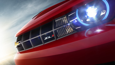 Chevy Camaro ZL1 - rouge - détail phares+calandre