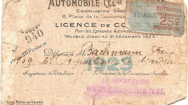 Fernand Bachmann licence  Historique 