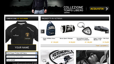 Lamborghini Store page d'accueil