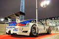 Porsche 997 GT3 blanc/bleu 3/4 arrière droit