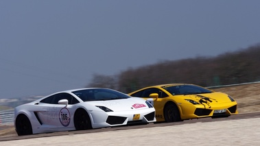 Lamborghini Gallardo LP560-4 blanc Rallye de Paris 2009 3/4 avant gauche filé