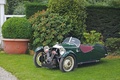 Morgan 3 roues vert 3/4 avant gauche