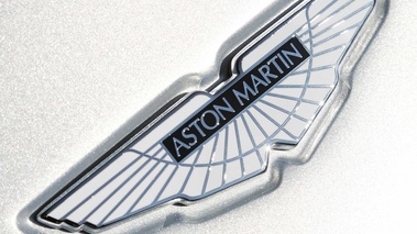 Aston Martin DBS gris logo capot debout