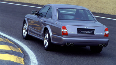 Bentley Continental T Grise Mulliner 3/4 arrière gauche dynamique Le Mans