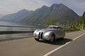 BMW 328 Mille Miglia Coupe gris 3/4 avant gauche travelling penché