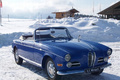 BMW 503 Cabriolet Bleue 3/4 avant droit capote ouverte