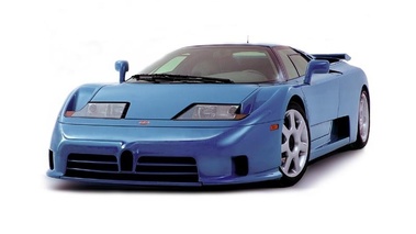 Bugatti EB110 Dauer Bleue 3/4 avant droit 