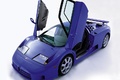 Bugatti EB110 Dauer Bleue 3/4 avant gauche portes ouvertes 