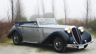 Delahaye 135 Chapron Coupe des Alpes grise profil capote ouverte