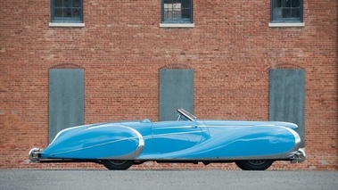 Delahaye 175 S Roadster Saoutchik, bleue, profil droit