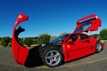 Ferrari F40 rouge 3/4 avant gauche capots ouvert penché