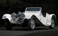 Jaguar SS100 3,1/2 Litre blanche 3/4 avant gauche