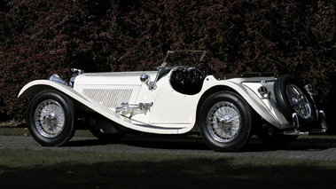 Jaguar SS100 3,1/2 Litre blanche profil