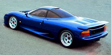 Jaguar XJR-15 Bleue 3/4 arrière gauche