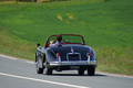 Jaguar XK150 Roadster noir 3/4 arrière gauche filé