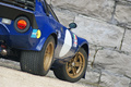 Lancia Stratos Gr.4 bleu Bruxelles 3/4 arrière droit penché coupé