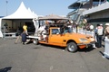 Citroën DS jaune, 3/4 avat drt, tournage