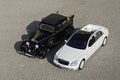 Maybach 62S Landaulet blanc & ancienne noir 3/4 avant gauche vue de haut