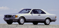 Mercedes 500 SEC gris 3/4 avant gauche