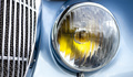 Peugeot 402 Darl’mat Spécial Sport Roadster, bleue, détail phare