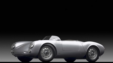 Porsche 550 Spyder gris 3/4 avant gauche