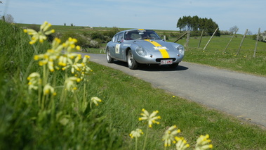 Porsche Apal, grise bande jaune, action, 3/4 avant gauche