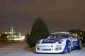 Porsche 997 GT3 blanc/bleu 3/4 avant gauche