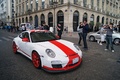 Porsche 997 GT3 RS MkII blanc/rouge 3/4 avant droit