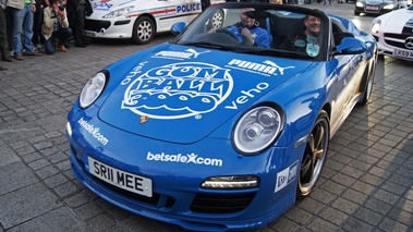 Porsche 997 Speedster bleu 3/4 avant gauche