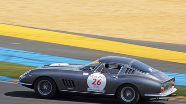 Ferrari 275 GTB/4 SWB anthracite 3/4 arrière gauche filé vue de haut