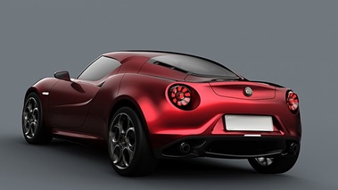 Alfa Romeo 4C bordeaux 3/4 arrière gauche penché