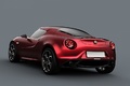 Alfa Romeo 4C bordeaux 3/4 arrière gauche penché