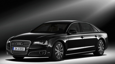 Audi A8 L Security noir 3/4 avant gauche