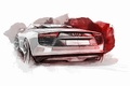 Audi e-Tron Spyder gris 3/4 arrière gauche dessin 2