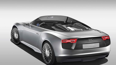 Audi e-Tron Spyder gris 3/4 arrière gauche vue de haut 2