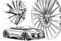 Audi e-Tron Spyder gris 3/4 avant droit & jante dessin
