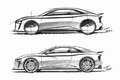 Audi Quattro Concept blanc profil dessin