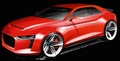 Audi Quattro Concept rouge 3/4 avant gauche dessin