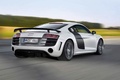 Audi R8 GT blanc 3/4 arrière droit travelling