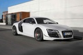 Audi R8 GT blanc 3/4 avant droit travelling