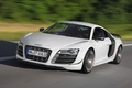 Audi R8 GT blanc 3/4 avant gauche travelling penché