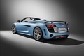 Audi R8 GT Spyder bleu 3/4 arrière gauche penché