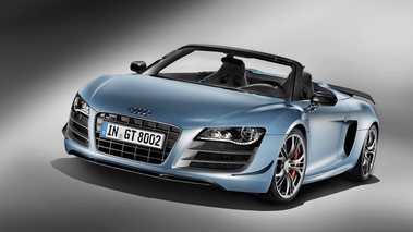 Audi R8 GT Spyder bleu 3/4 avant gauche penché 2