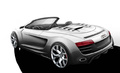 Audi R8 Spyder blanche dessin 3/4 arrière gauche