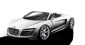 Audi R8 Spyder blanche dessin 3/4 avant gauche