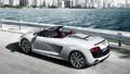 Audi R8 Spyder gris 3/4 arrière gauche vue de haut