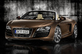 Audi R8 Spyder marron 3/4 avant gauche